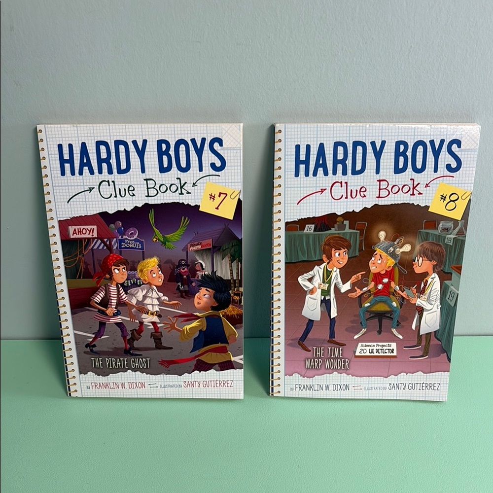 Hardy Boys Clue Book # 7 The Pirate Ghost & #8 The Time Warp Wonderful Books